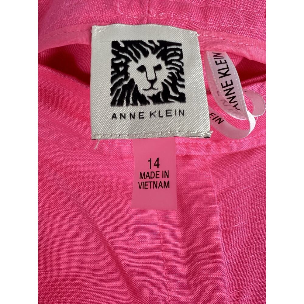 Anne Klein Women's Pink Linen Dress Pants Relaxed Straight 31" Inseam 14 - Picture 2 of 9